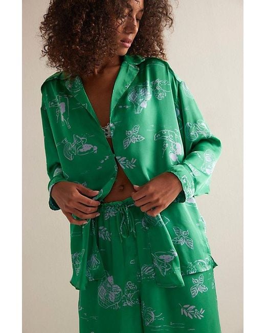 Free People Green Dreamy Days Pajama Set