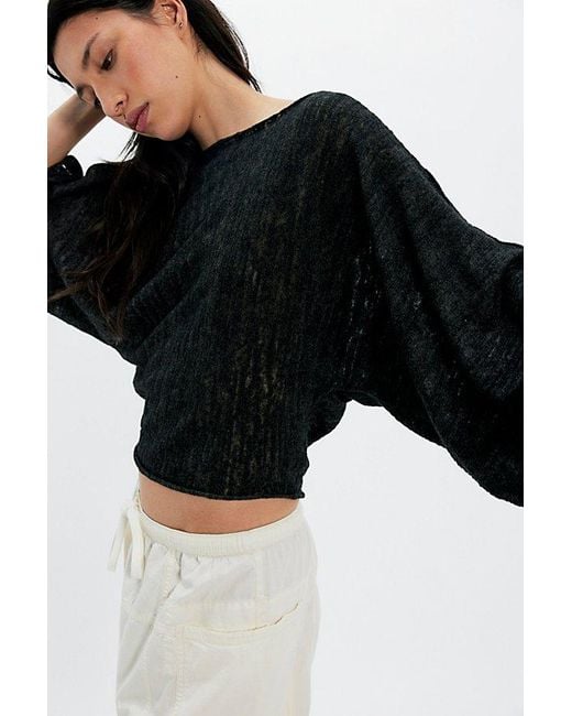 Free People Black Amber Breeze Off-The-Shoulder Sweater