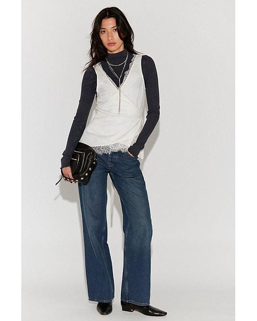 Free People Blue Aria Turtleneck Top
