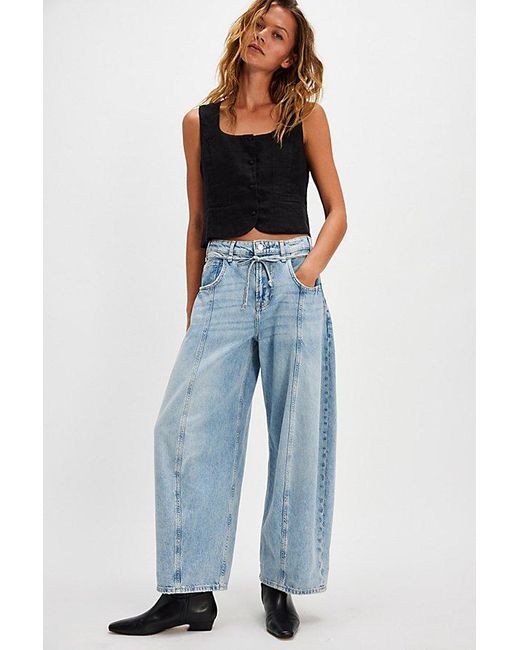 Free People Blue We The Free Ellipse Barrel Jeans