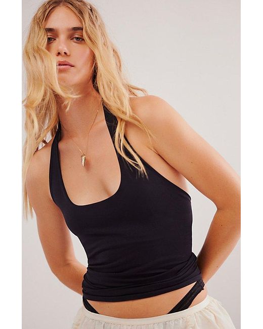 Intimately By Free People Black Clean Lines Halter Cami