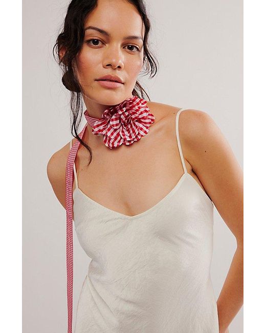 Free People Red Your Favorite Printed Flower Necklace