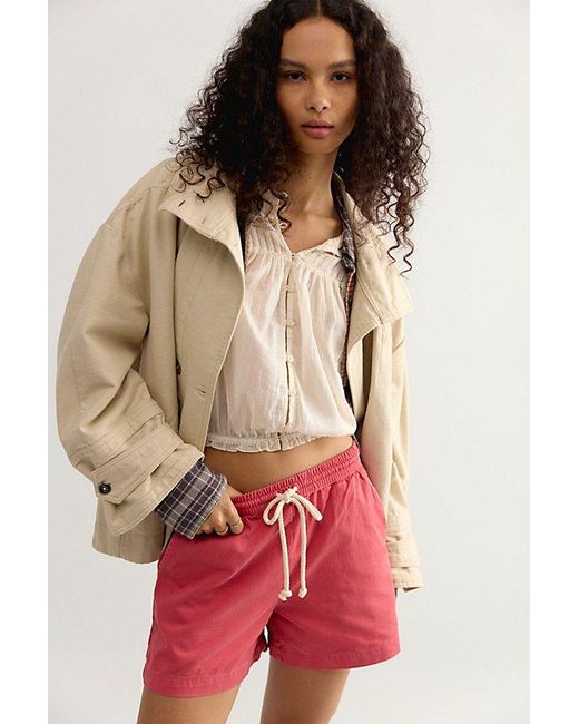 DONNI. Red Chino Drawstring Shorts