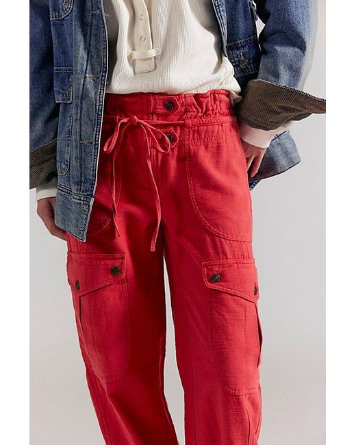 Free People Red We The Free Park Ave Pull-On Cargo Pants