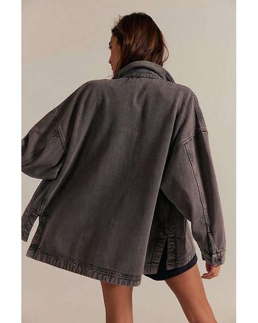 Free People Green Madison City Denim Jacket
