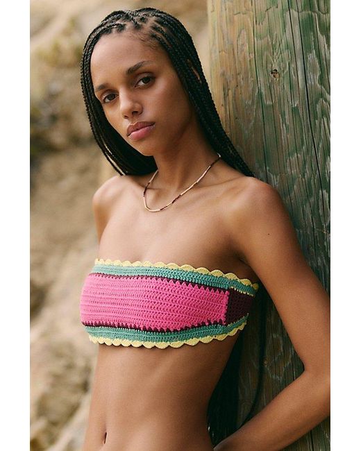 Beach Riot Multicolor Rey Crochet Bandeau Bikini Top