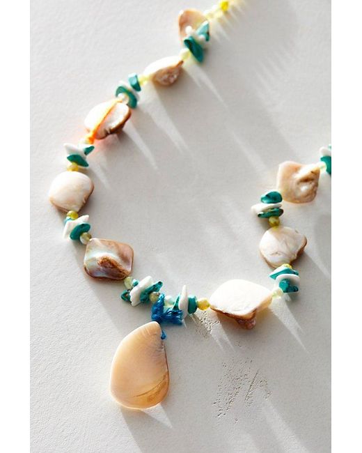 Free People Multicolor Washed Ashore Pendant Strand Necklace