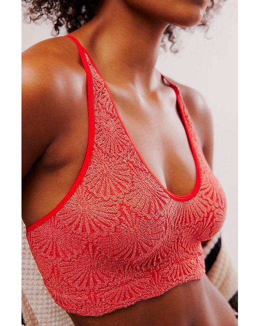 Free People Red What's The Scoop Floral Bralette