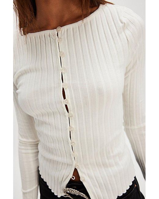 Free People White Tilly Long-sleeve Cardi