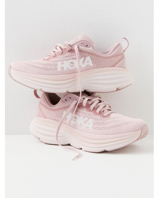 Free People Pink Hoka Bondi 8 Sneakers