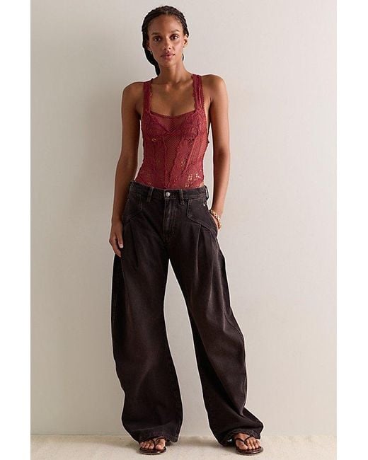 Intimately By Free People Red Moonlit Meadow Lace Bodysuit By
