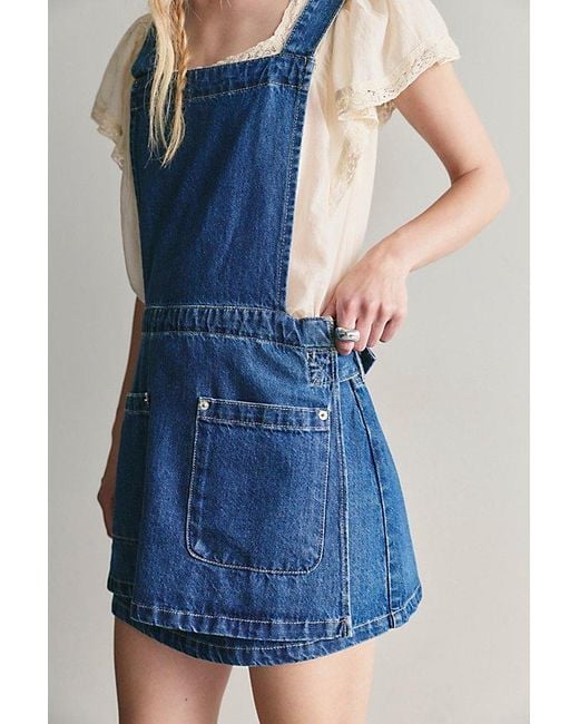 Free People Blue We The Free Beau Apron Denim Skirtall