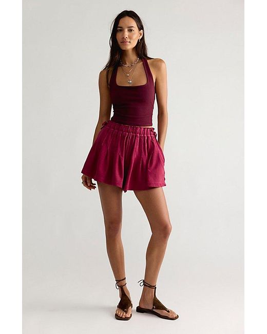 Free People Red Croquet Knit Shorties