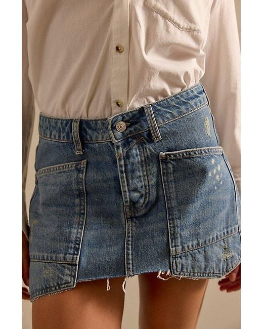 Free People Gray Dolly Denim Mini Skirt