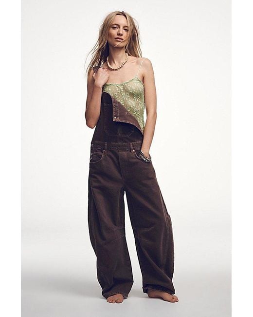 Free People Multicolor We The Free Good Luck Barrel Overalls