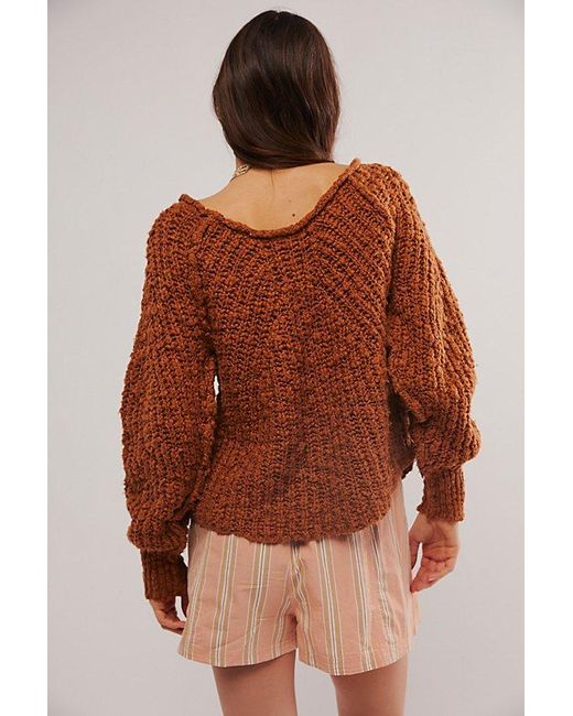 Free People Brown In A Swirl Pullover