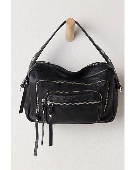 Free People Black Zia Zip Pocket Shoulder Bag