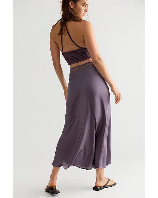 Free People Gray Valeria Midi Slip Skirt