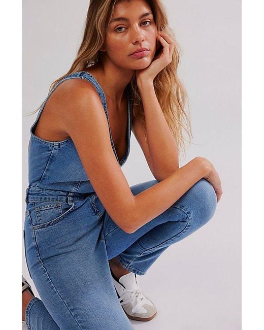 Free People Blue Crvy Queen's Court Jumpsuit