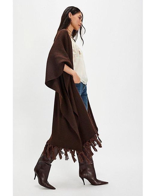 Free People Brown Blanket Duster Wrap Top