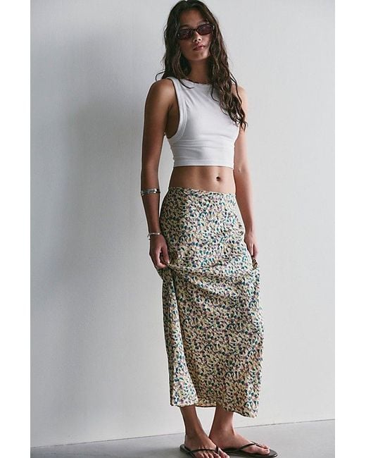 Free People Gray Bonita Printed Maxi Skirt