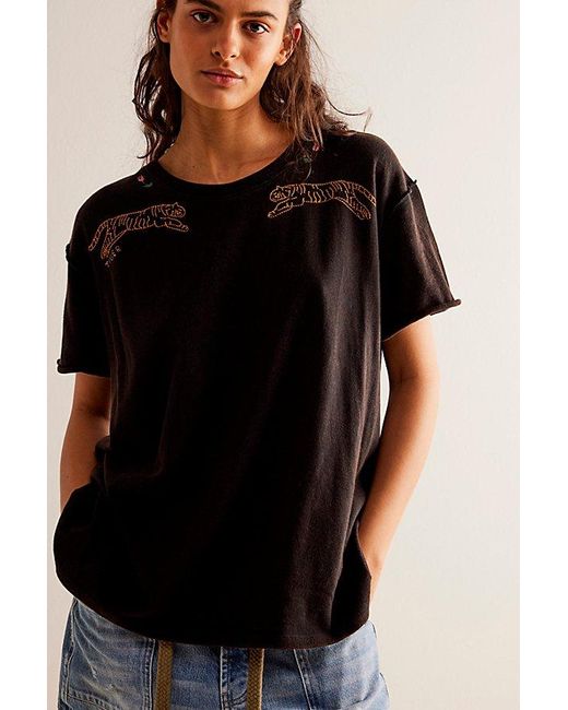 Free People Horsin Around Tee At In Washed Black Combo, Size: Large