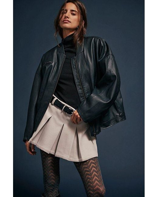 Free People Blue Vinny Vegan Bomber Jacket