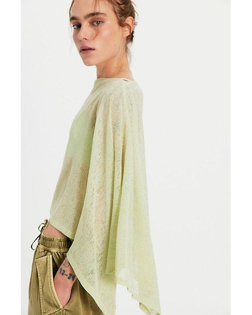 Free People Natural Maggie Everyday Asymmetrical Knit Poncho