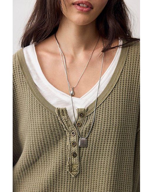 Free People Gray Montreal Oversized Thermal Henley