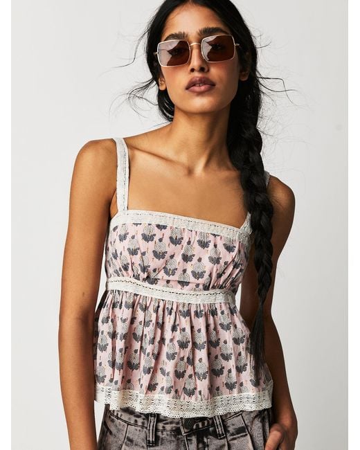Free People Blossom Babydoll Tank in White | Lyst