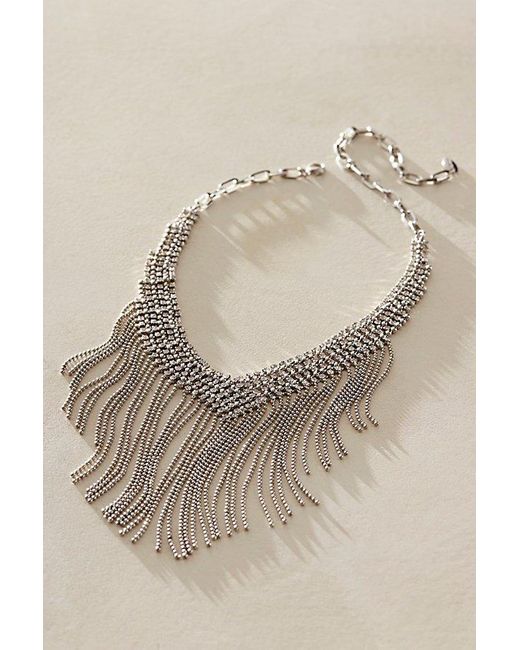 Free People Brown Cross My Heart Fringe Necklace