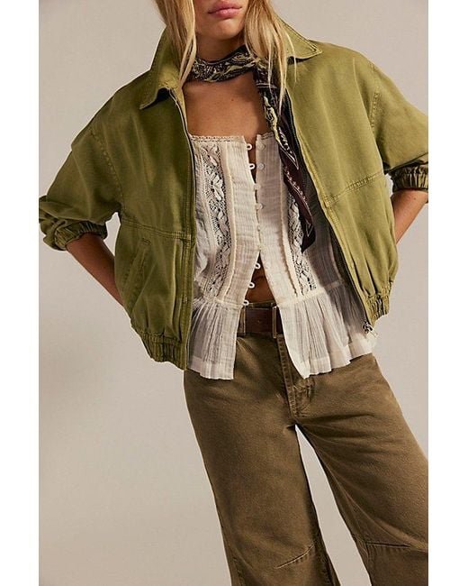 Free People Green Birdie Track Jacket