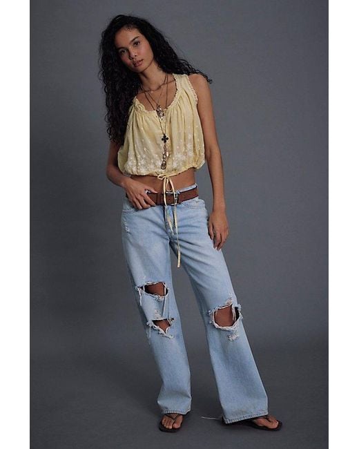 Free People Brown Cherry Scallop Top