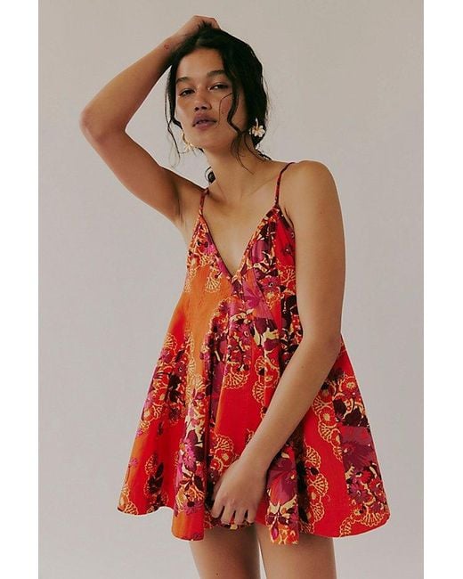 Free People Red Zenni Printed Romper