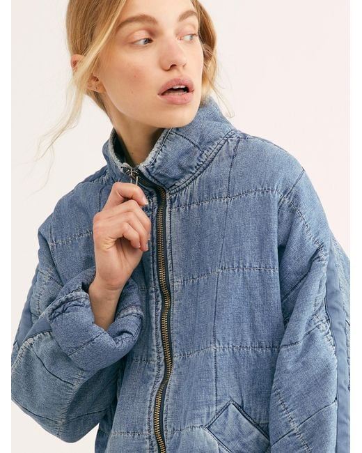 Free people quilted deals denim jacket