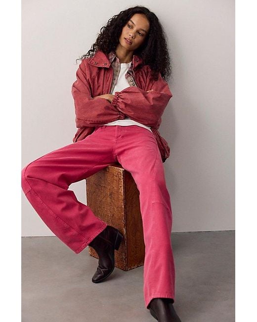 Free People Red Fable Low-Rise Twisted Bowed Jeans