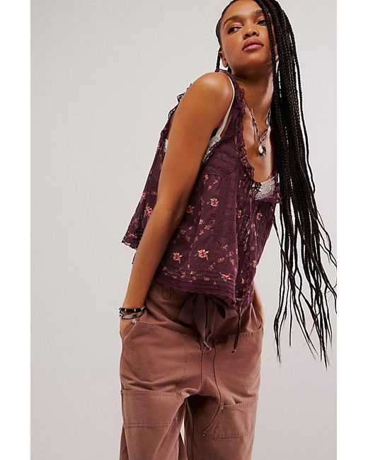 Free People Red Forevermore Printed Tank