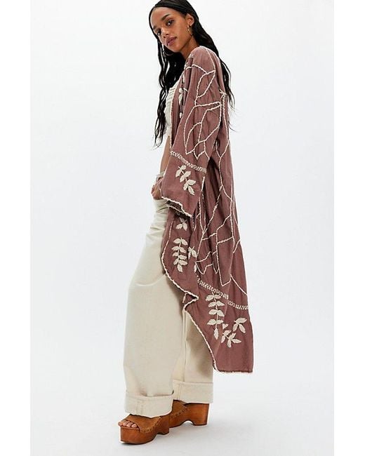 Free People Multicolor Magnolia Embroidered Duster Top