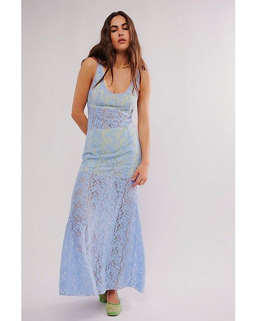 Intimately By Free People Blue Feeling For Lace Maxi Slip