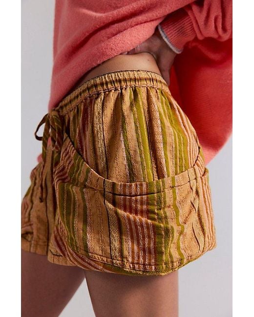 Free People Red Good Fortune Stripe Shorts