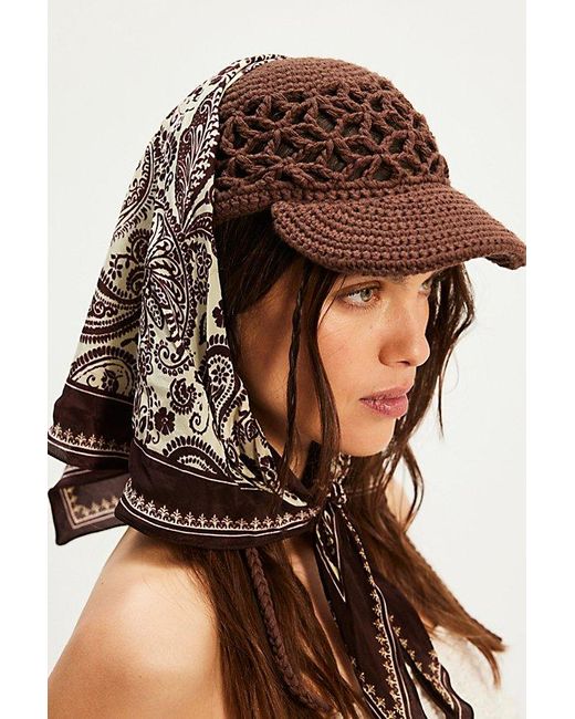 Free People Silvie Crochet Baseball Hat in Brown | Lyst UK