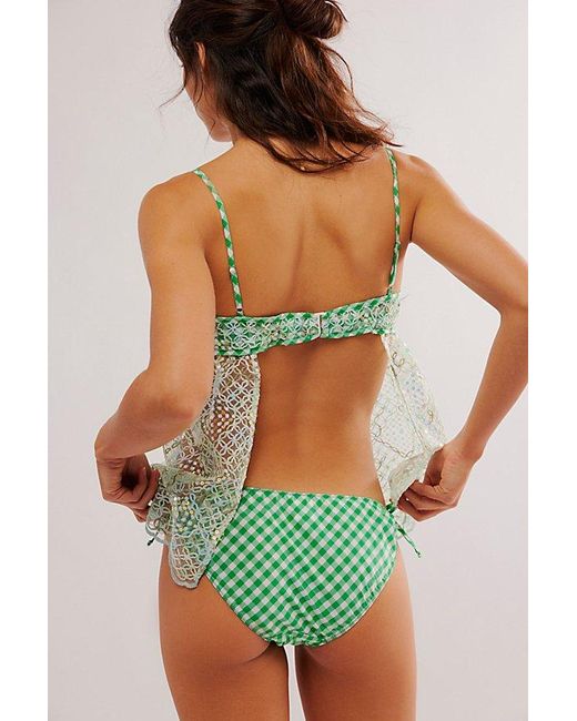 Anna Sui Green Gingham Cami Top + Bikini Set