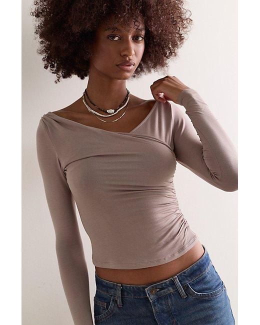 Intimately By Free People Brown That's A Wrap Layering Long Sleeve Top By
