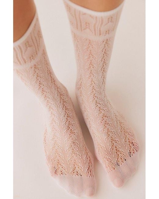 Swedish Stockings Pink Erica Crochet Calf-Length Socks By
