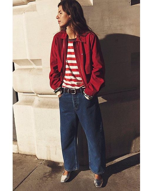 Free People Blue Deep Trance Dropped Boyfriend Jeans