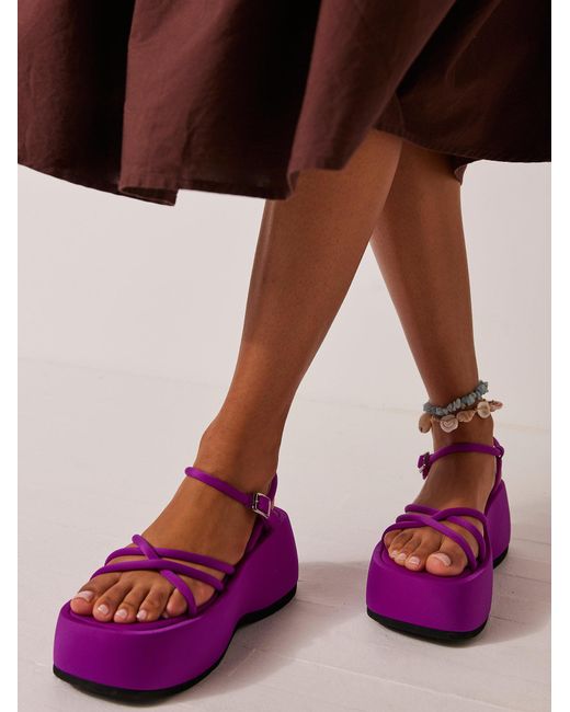 Free People Purple Glow Up Strappy Platform Sandals