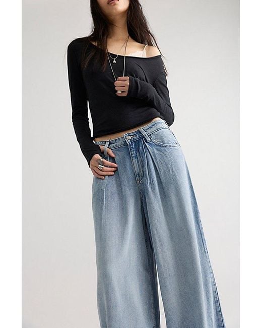 Lee Jeans Blue Lqd Slouchy Pleated Trouser Jeans