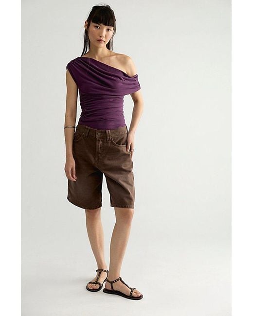Free People Purple Modern Muse One-Shoulder Top