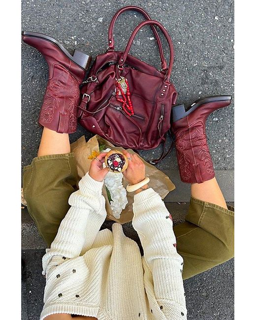 Frye White For Fp Kate Deco Stitch Boots