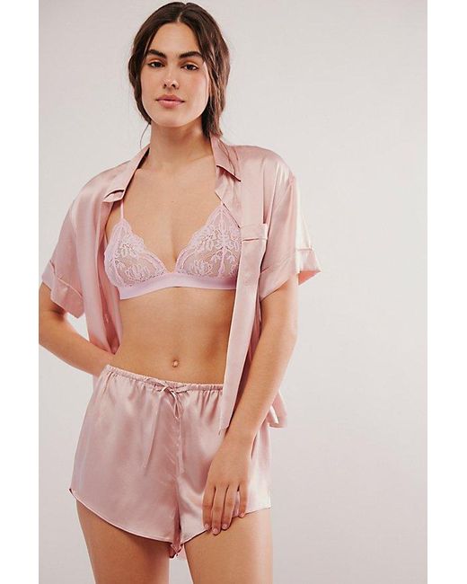 Papinelle Pink Audrey Silk Boxer Pajamas